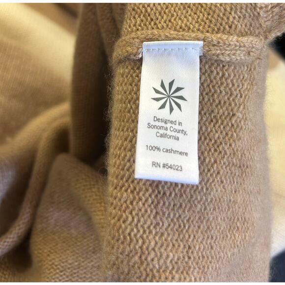 Athleta 100% Cashmere Turtleneck Pullover - Stripe Cream & Tan - X-Small - Picture 8 of 9